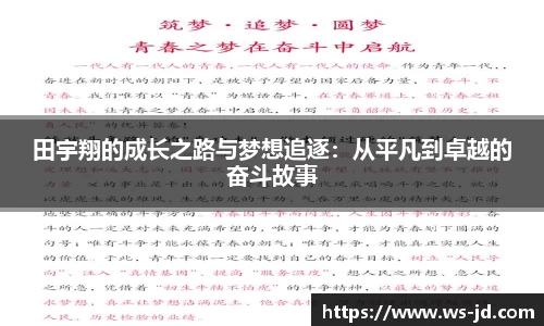 田宇翔的成长之路与梦想追逐：从平凡到卓越的奋斗故事